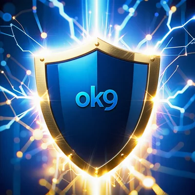 Biểu tượng lá chắn bảo mật và niềm tin của OK9