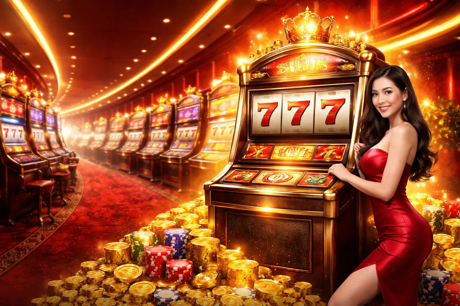 Hình ảnh chính: Chiến lược chọn máy và đặt cược slot game tại OK9