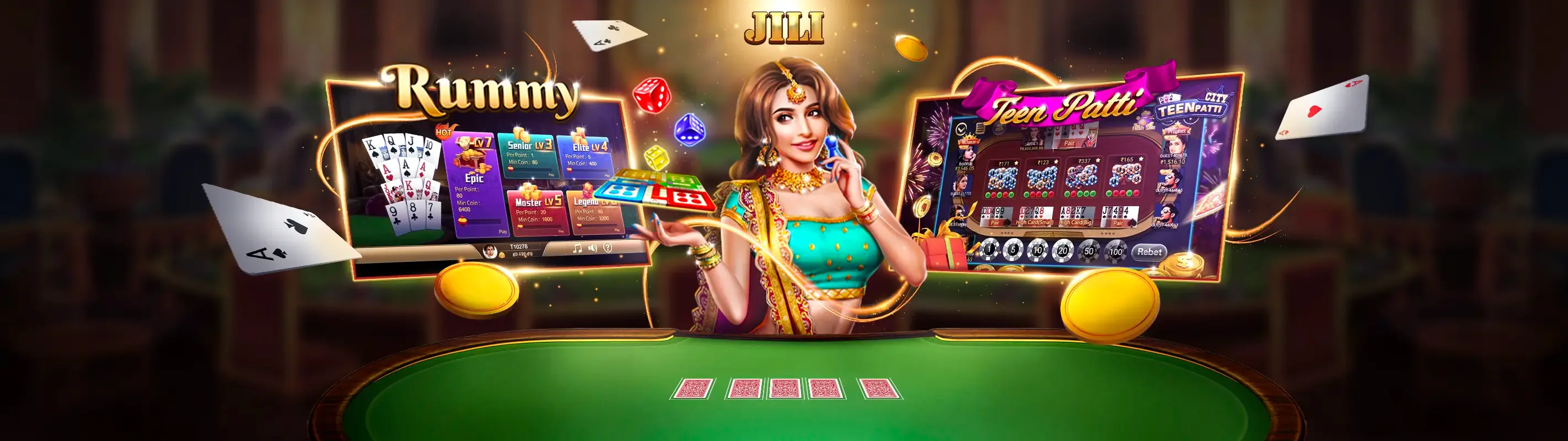 Bàn chơi Blackjack trực tuyến tại OK9 với các quân bài và chip