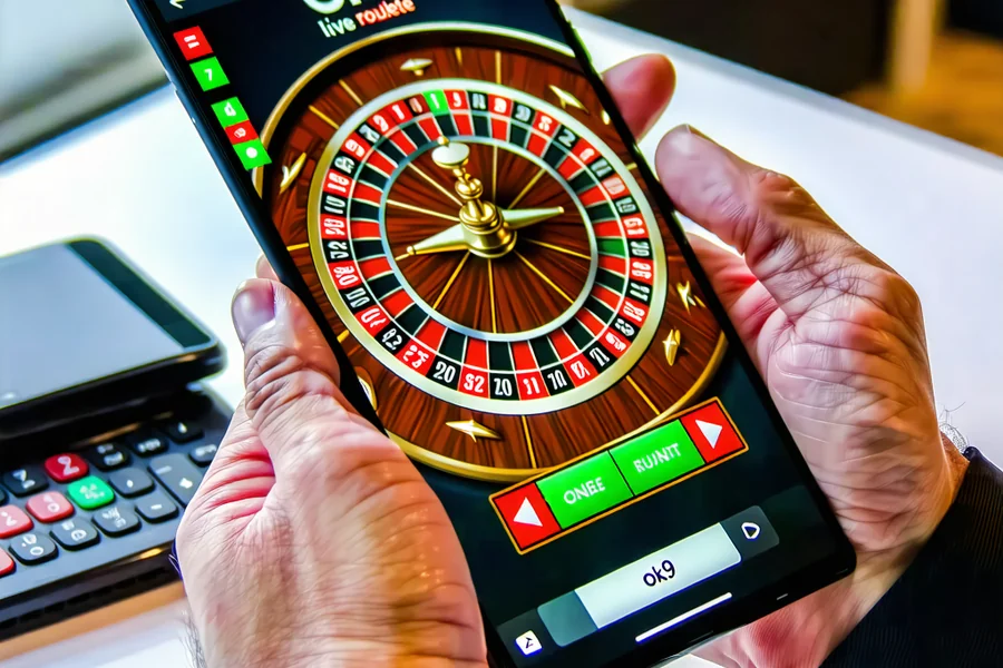 Người chơi trải nghiệm Roulette Trực Tuyến OK9 trên điện thoại di động
