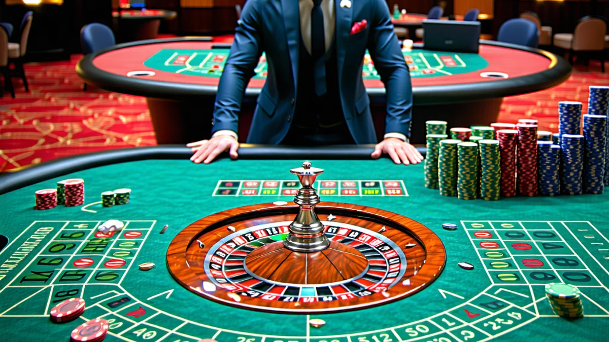 Bàn chơi Roulette Trực Tuyến Người Thật tại OK9, với dealer chuyên nghiệp và các chip cược