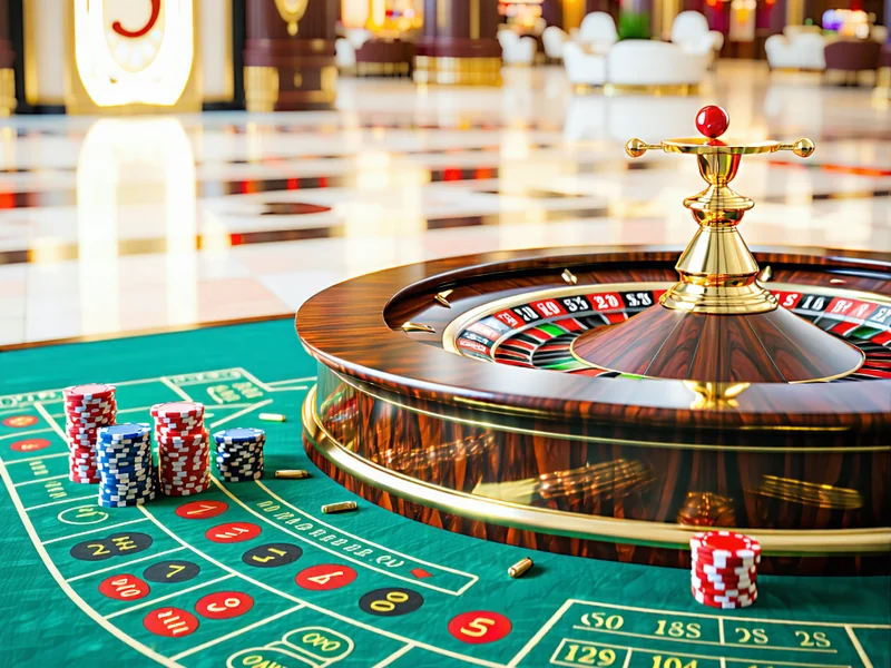 Bánh xe Roulette quay với quả bóng và bàn cược đa dạng tại OK9